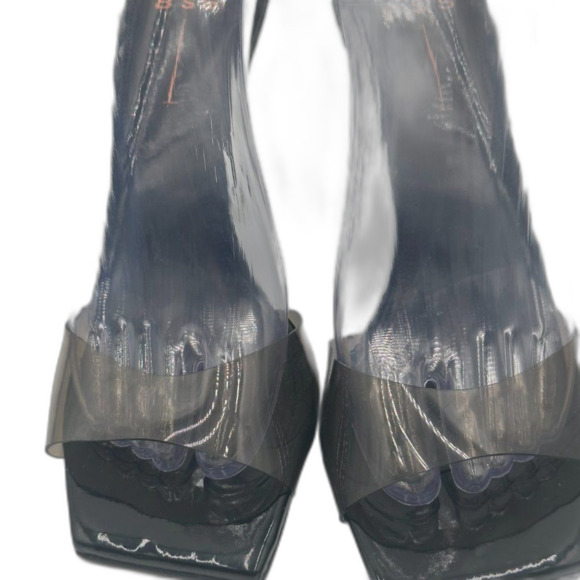 Black Suede Studio Pump in PVC/Patent with leather lining, Padded Footbed Sz 40. - Picture 5 of 8